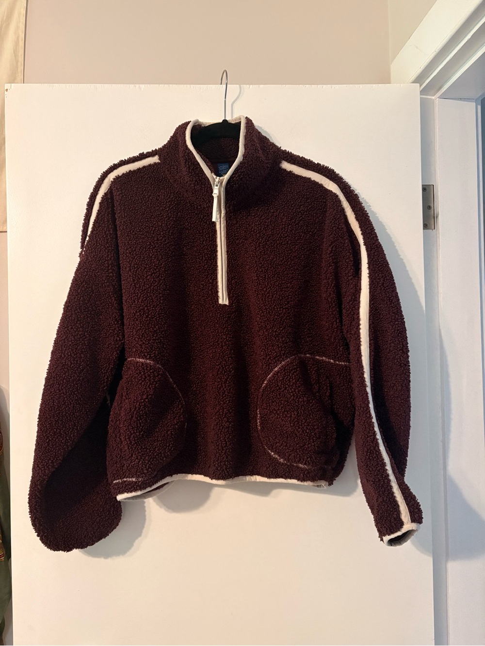 Old Navy Half-Zip Sherpa Pullover Sweater - Burgundy